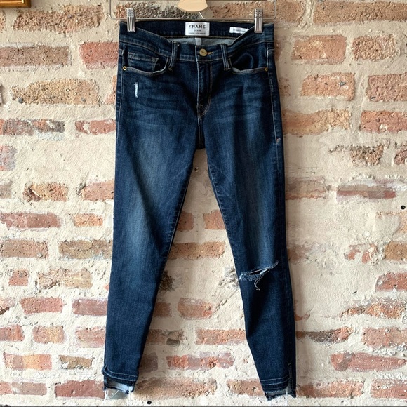 Frame Le Skinny De Jeanne Unravel Hem Anchorage 27 EUC - Picture 3 of 15